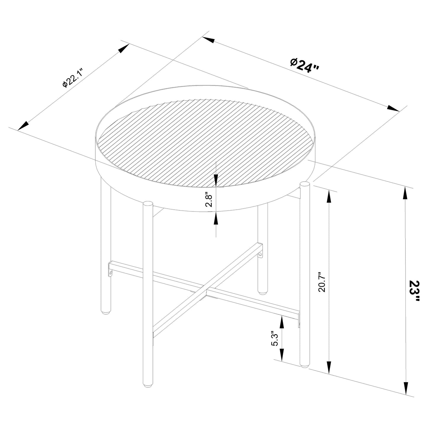 Ozella Round End Side Table with Recessed Top Sandy Black