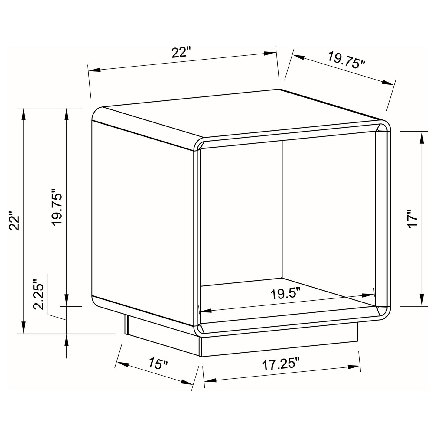 Paseo Square End Side Table White High Gloss