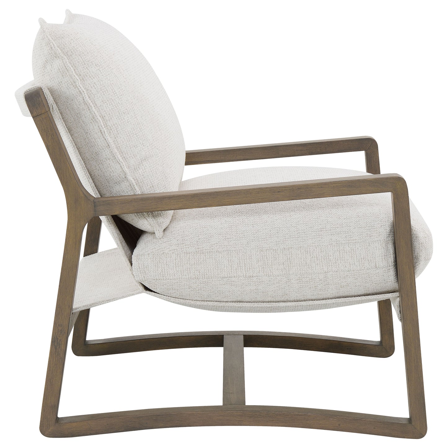 Geneva Boucle Upholstered Wood Arm Accent Chair Sand