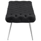 Ella Upholstered Tufted Bench Stainless Steel Legs Black