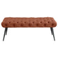 Ella Upholstered Tufted Bench Stainless Steel Legs Rust