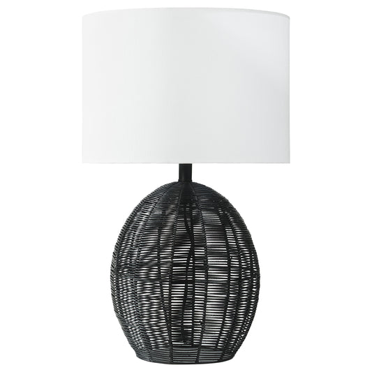 Indio Drum Shade Handwoven Rattan Table Lamp Black