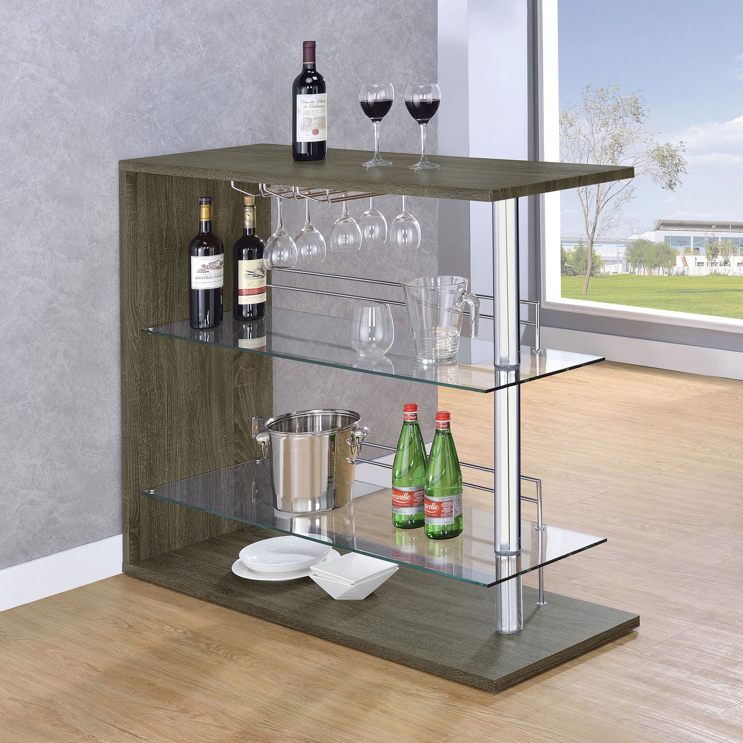 Prescott Rectangular Home Bar Table Weathered Grey