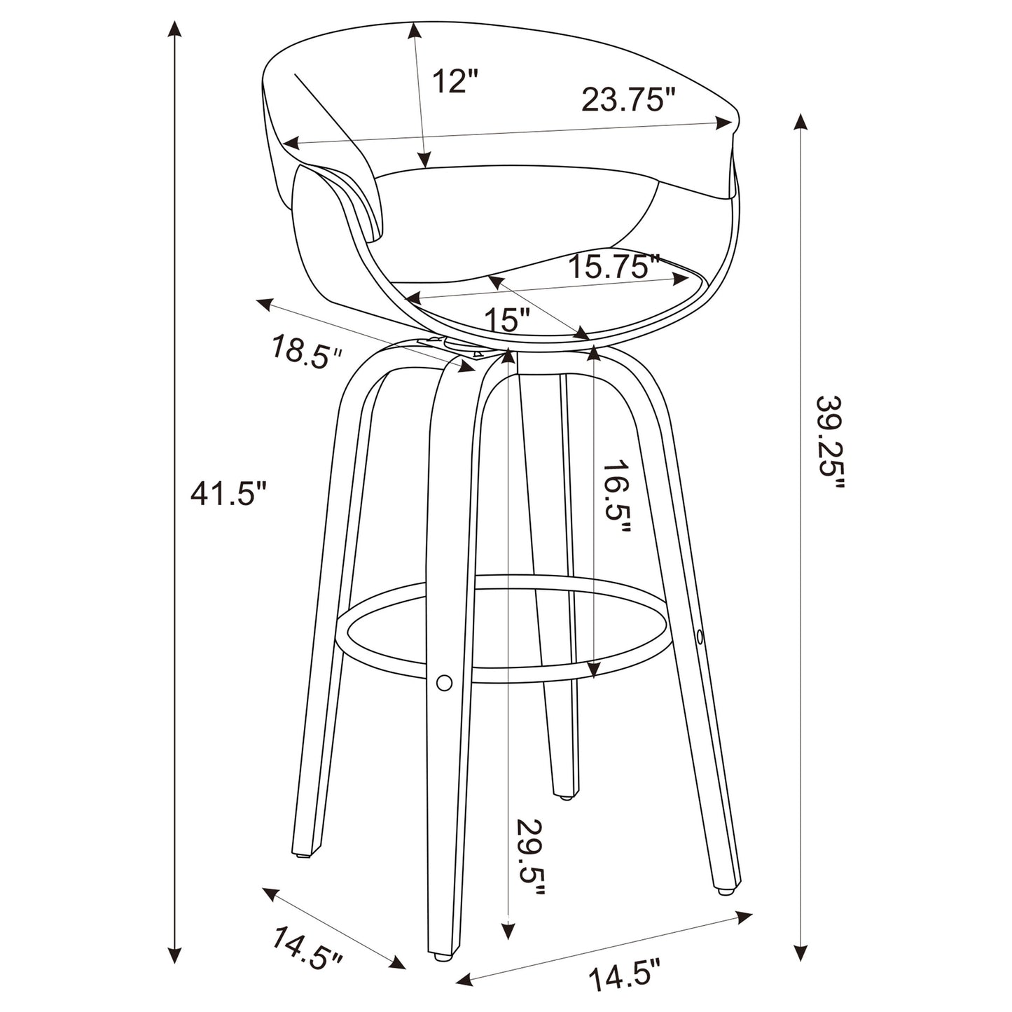 Zion Upholstered Swivel Bar Stool Walnut and Ecru