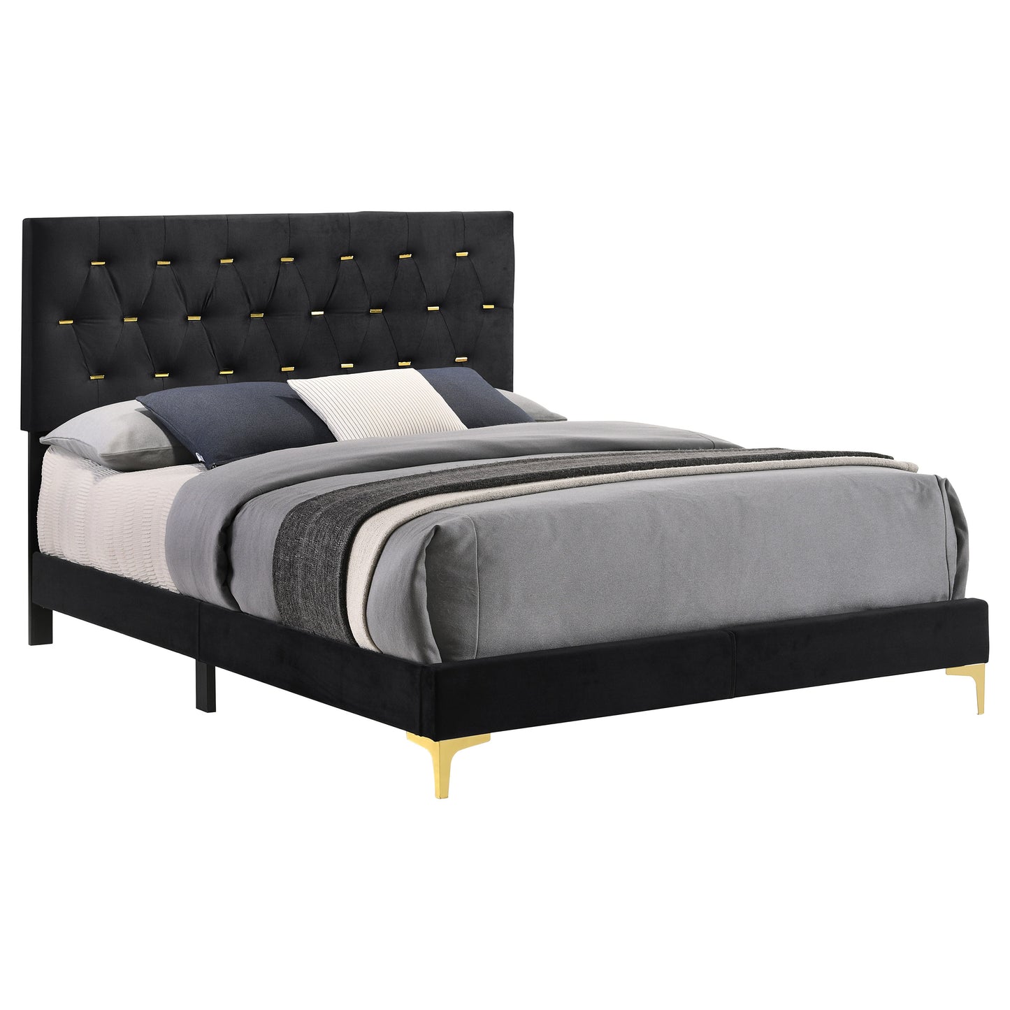 Kendall Upholstered California King Panel Bed Black