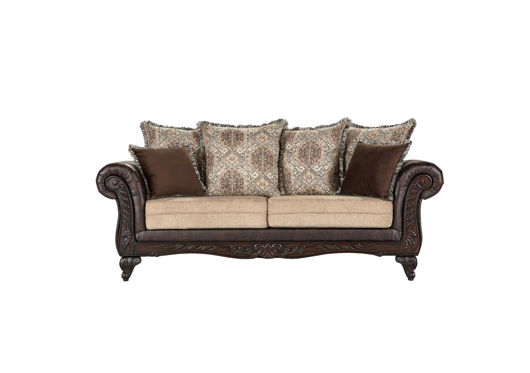 Elmbrook Upholstered Rolled Arm Sofa Brown