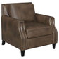 Leaton Upholstered Recessed Arm Accent Chair Brown Sugar