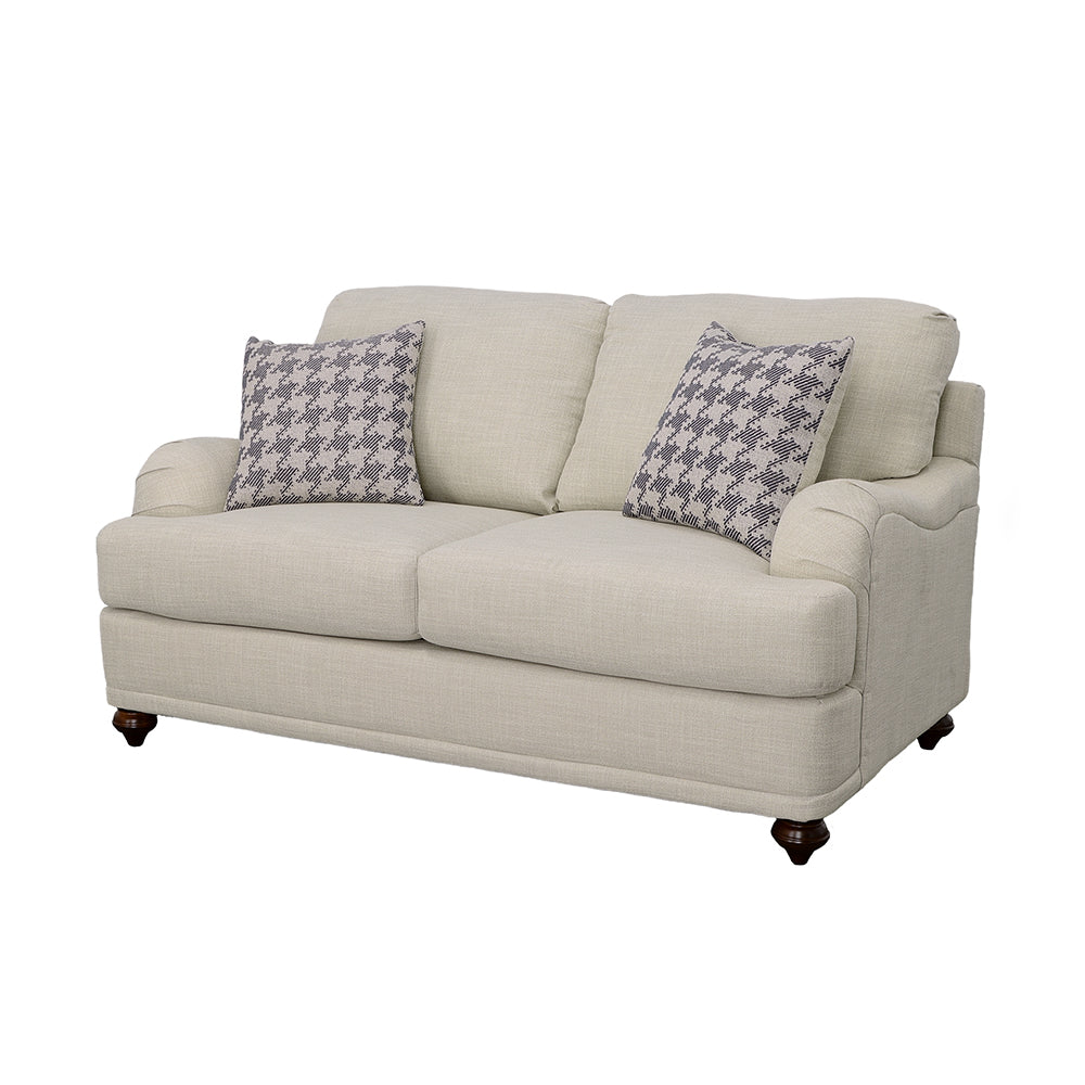 Glenn Upholstered English Arm Loveseat Light Grey and Blue