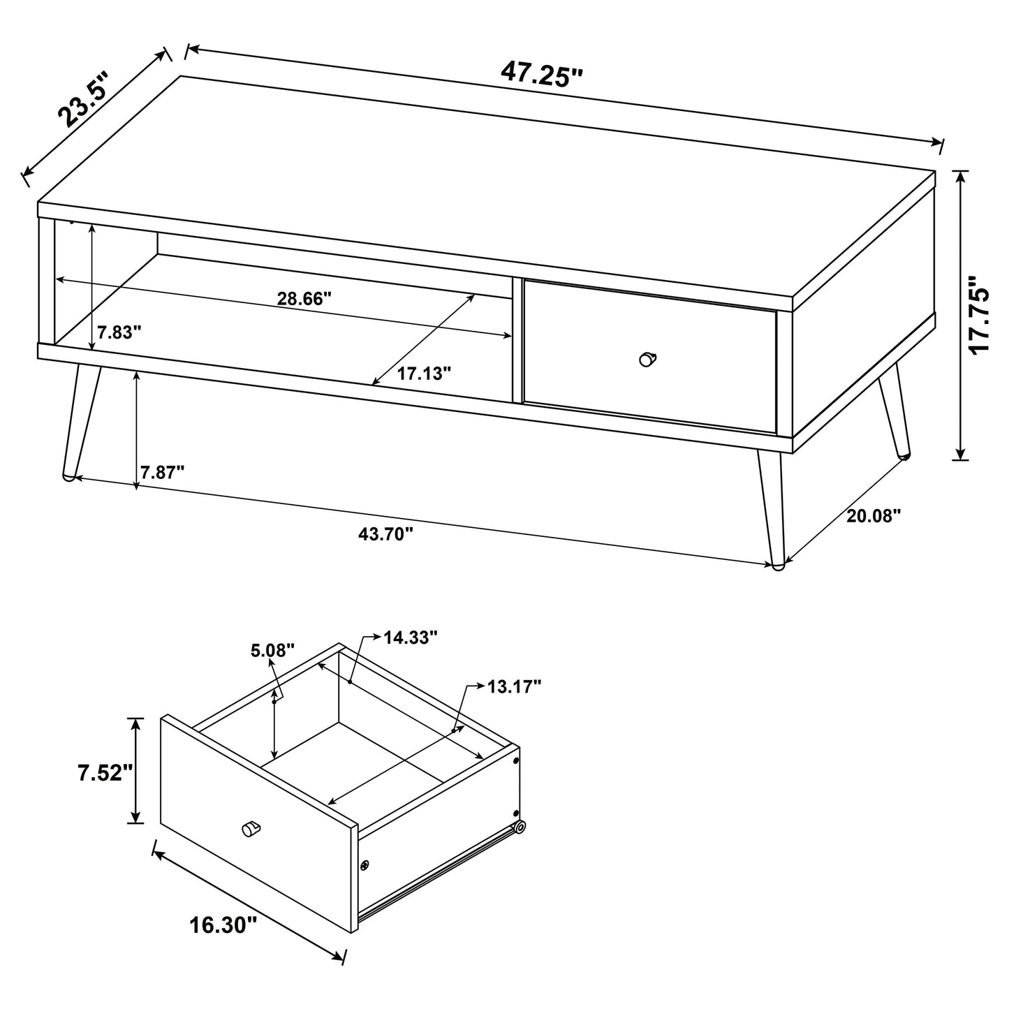 Welsh 1-drawer Engineered Wood Coffee Table Antique Pine