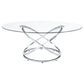 Warren 3-piece Oval Glass Top Coffee Table Set Chrome