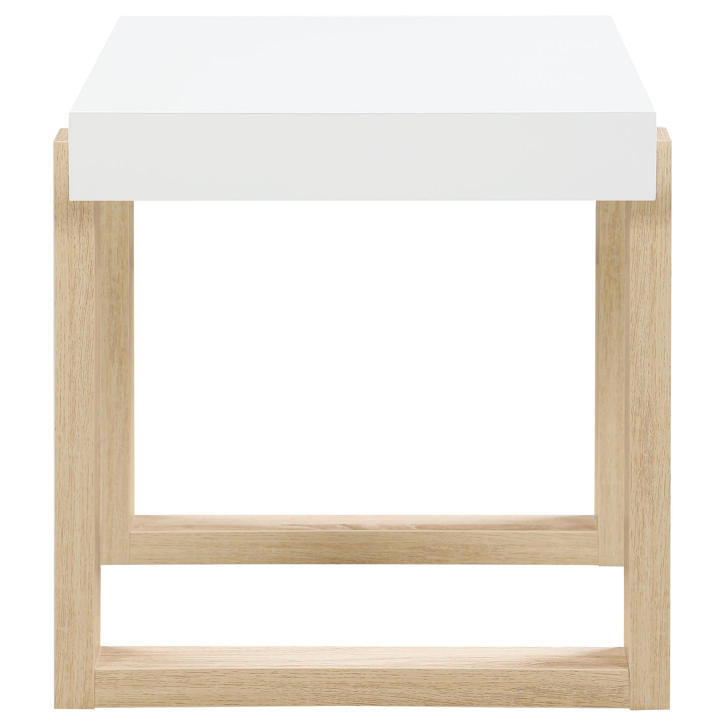 Pala Rectangular End Table White High Gloss and Natural