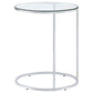 Kyle Oval Glass Top C-Shaped Sofa Side Table Chrome