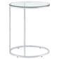 Kyle Oval Glass Top C-Shaped Sofa Side Table Chrome