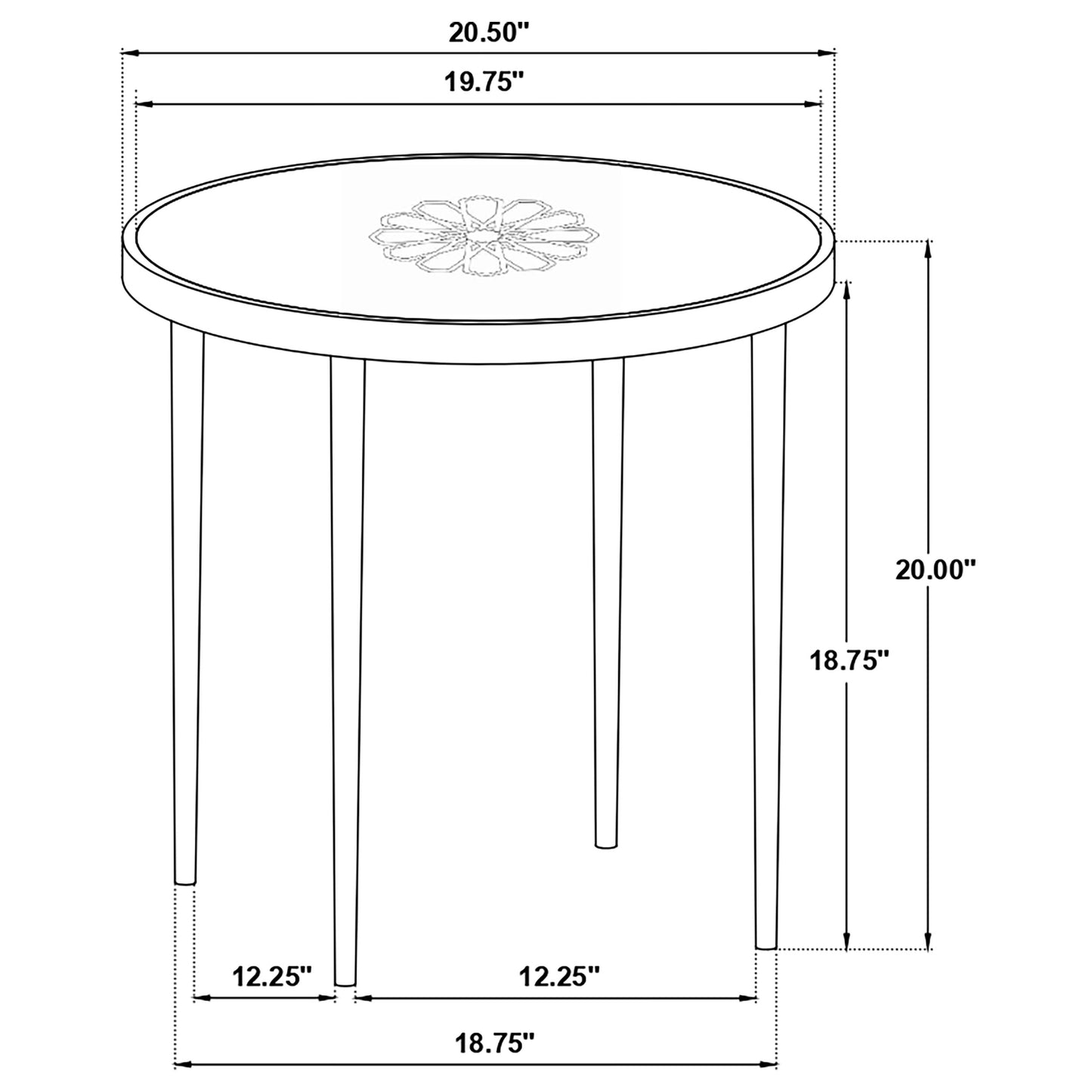 Kofi Round Marble Top Accent Side Table White and Black