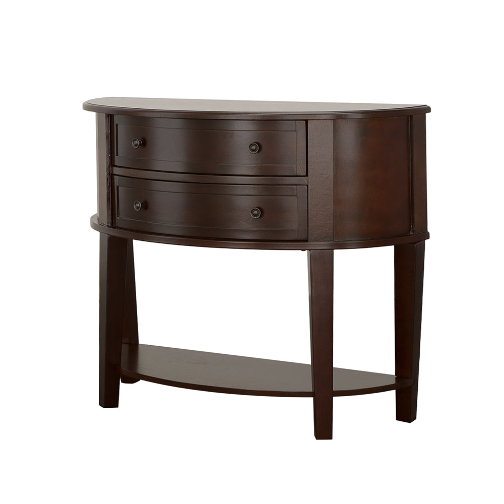 Diane 2-drawer Demilune Entryway Console Table Cappuccino
