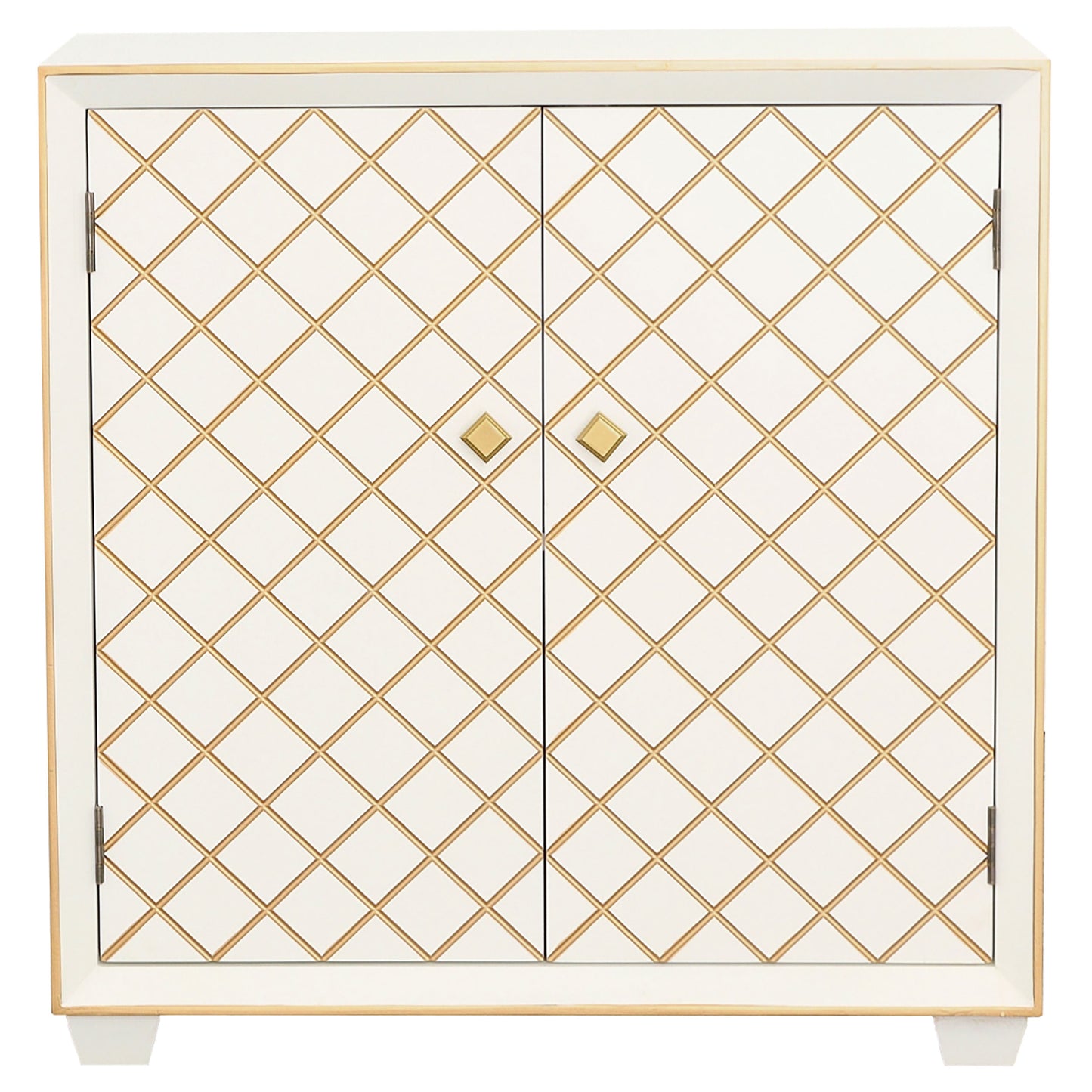 Belinda 2-door Storage Accent Cabinet White and Gold